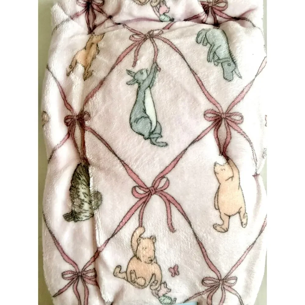 Pooh Bear Collection Winnie The Pooh Pink Ribbon Baby Blanket Neck Pillow Set
